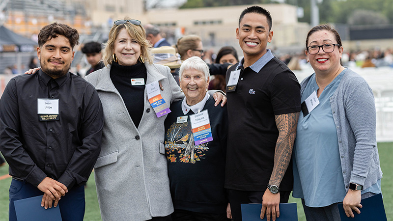 Group photo of Juan Uribe Liz Kraus, Eleanor Tillquist, Jet Puga and Laura Macias